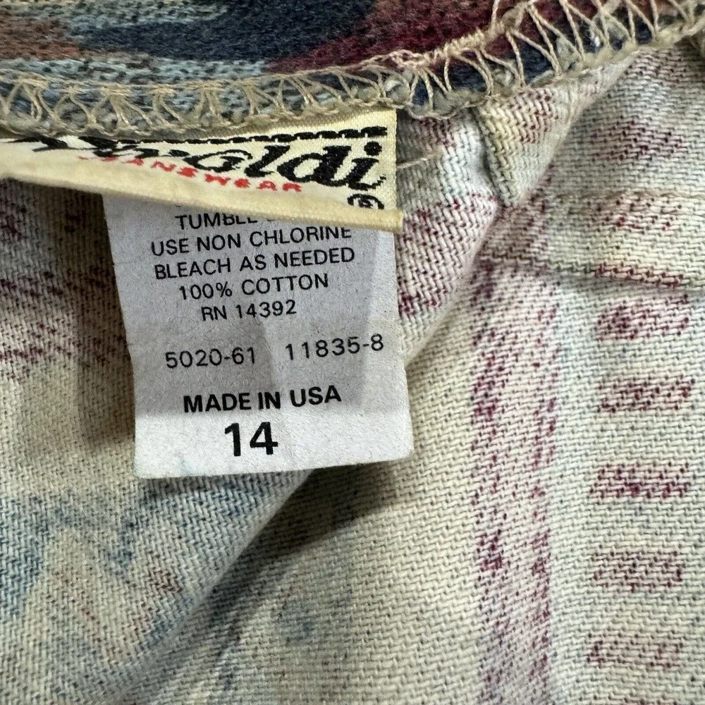 Vintage Vivaldi Jean Skirt Women's 14 Aztec Southwestern Floral Multicolor Denim